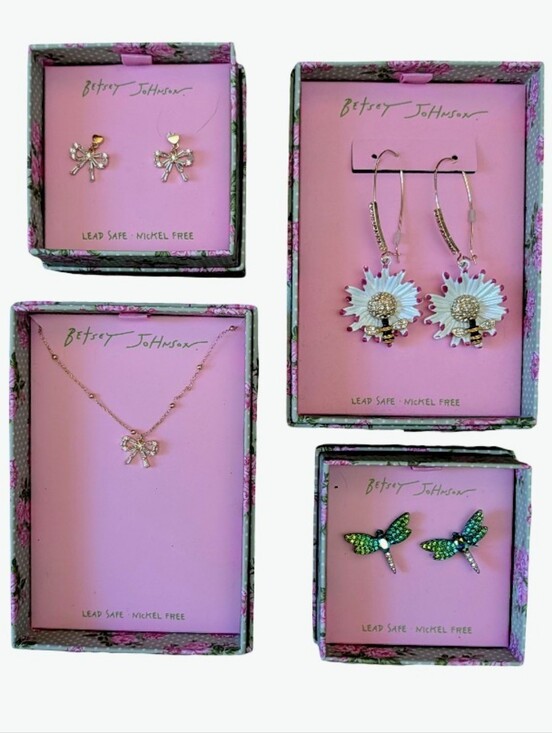 Betsey Johnson Jewelry - Betsey Johnson Summer Jewelry 4pc Set; 3 Pairs of Earrings & a Necklace